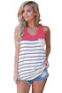 Sexy Stylish Striped Rosy Block Racerback Tank Top